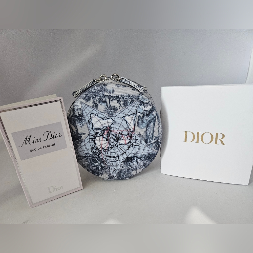🖤Dior Around The World Round Zippered Pouch With Luxury Samples